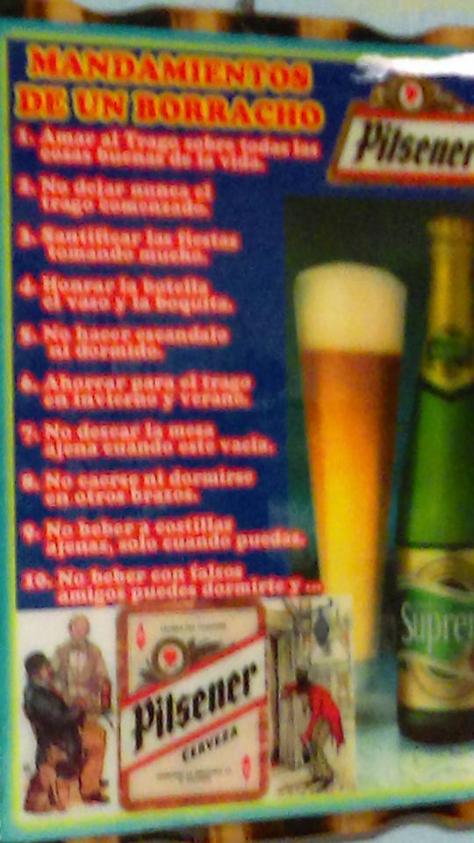 Cerveza Pilsener - los 10 mandamientos de ser un borracho Salvadoreno